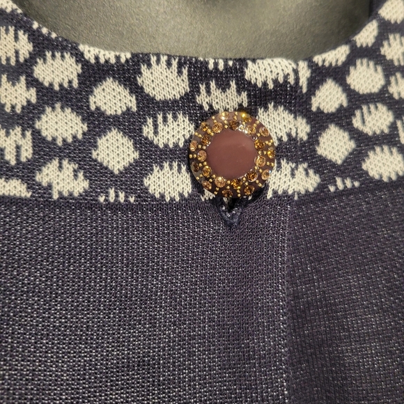 Misook Size XL Navy/White Striped Knit Button Up Cardigan - Picture 2 of 6